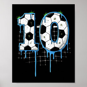Póster Fútbol helado de 10 años goteo juventud 10 cumplea