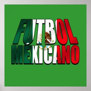 Póster Futbol Mexicano - Logotipo de la bandera de México