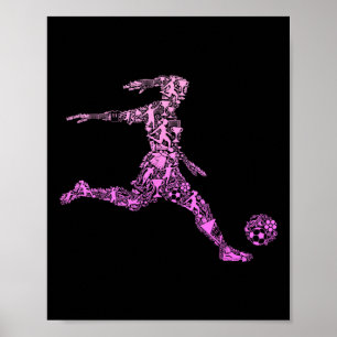 Póster Futbol Mujeres Niña Jugadora Juvenil