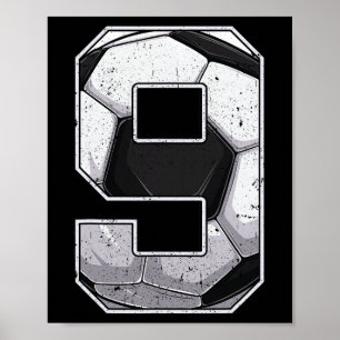 Póster Fútbol Noveno Cumpleaños 9 Años Chico Nueve 9 Años