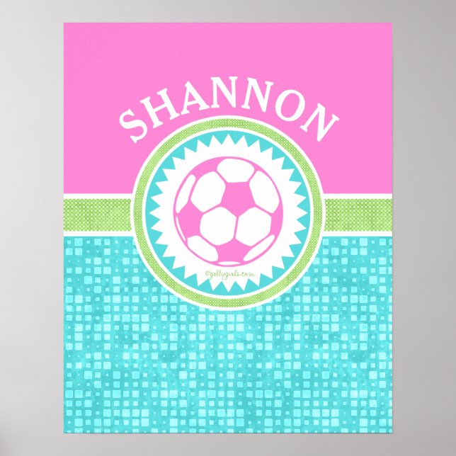 Póster Futbol Pastel Tricolor Con Baldosas De Aqua (Frente)