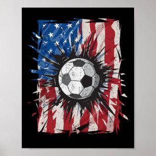 Póster Fútbol Patriótico 4 De Julio Hombres Estados Unido