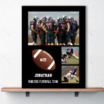 Póster Fútbol personalizado 3 Nombre de equipo de Collage<br><div class="desc">Este poster de fútbol personalizado muestra sus 3 fotos, el nombre del futbolista, el número de camiseta y el nombre del equipo. Personaliza con tomas de acción, fotos de equipo, etc. Cambie fácilmente el color de fondo para que coincida con los colores de su equipo, sólo tiene que hacer clic...</div>