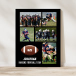 Póster Fútbol personalizado 5 Nombre de equipo de Collage<br><div class="desc">Este poster de fútbol personalizado muestra sus 5 fotos, el nombre del futbolista, el número de camiseta y el nombre del equipo. Personaliza con tomas de acción, fotos de equipo, etc. Cambia fácilmente el color de fondo para que coincida con los colores de tu equipo, sólo tienes que hacer clic...</div>