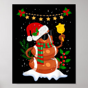 Póster Fútbol Snowman Santa Hat Feliz Navidad
