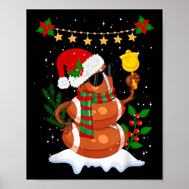Póster Fútbol Snowman Santa Hat Feliz Navidad (Frente)