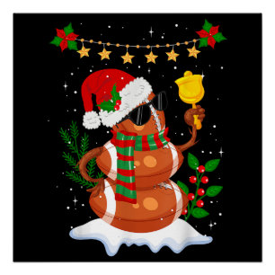 Póster Fútbol Snowman Santa Hat Feliz Navidad