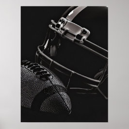 Póster Fútbol y casco oscuro dramático