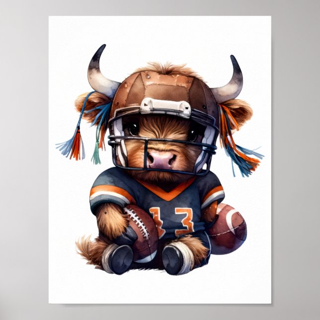 Póster Fútbol y vacas de las Highlands (Frente)