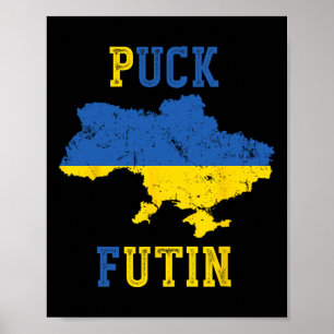 Póster Futin divertido de hockey Me mantengo con Ucrania