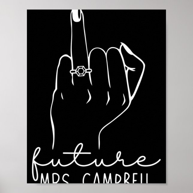 Póster Future Mrs. Campbell New Bridal To Be Fiance Bache (Frente)