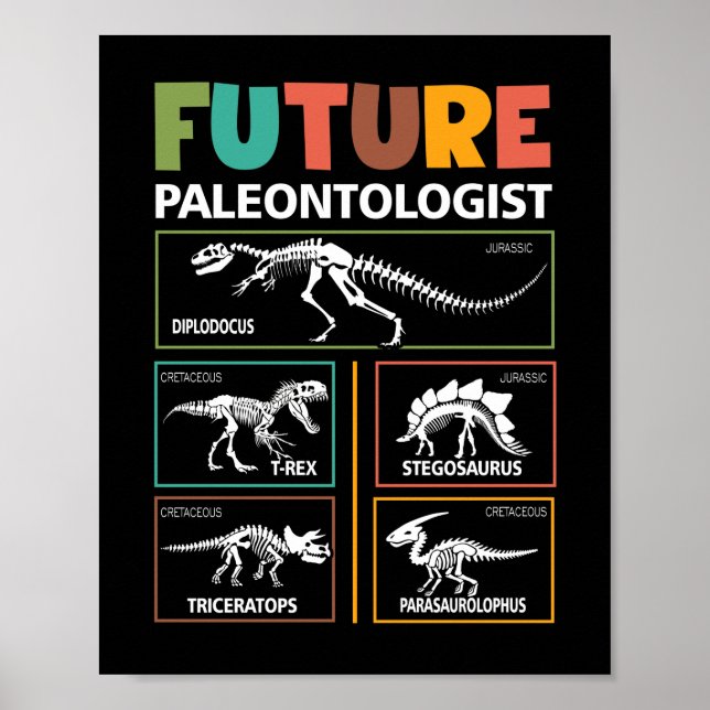 Póster Future Paleontologist Dinosaur Fossil Paleontology (Frente)