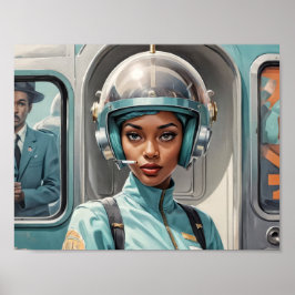 Póster Futurismo Retro de la Mujer Negra de los años 1950