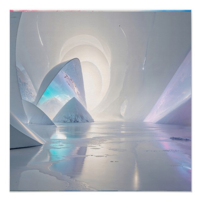 Póster Futurista Cueva de Hielo Surreal Dreamlike Fantasy (Anverso)