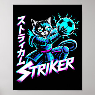 Póster Futurista Gato Neon Striker Cyberpunk Aficionados