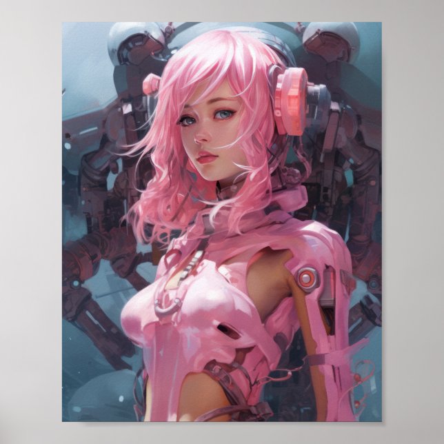 Póster Futurista Poster de Mech Rosa - Dando a conocer el (Frente)