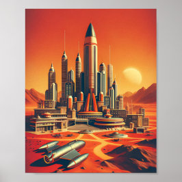 Póster Futurista Poster marciano estilo de mediados del s