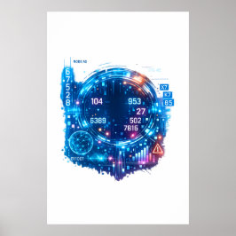 Póster Futuristic AI Data Head Poster – Cyber Tech 