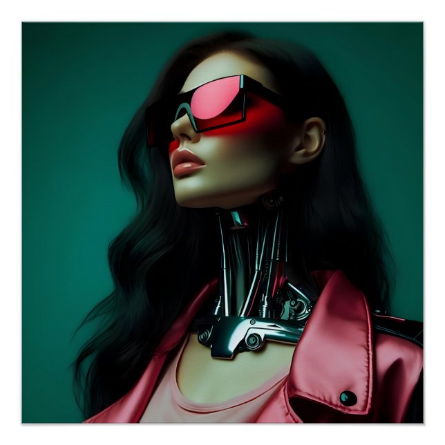 Póster  futuristic cybernetic woman (Anverso)