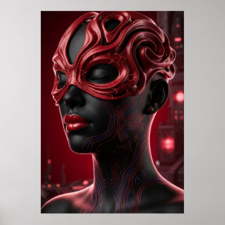 Póster Futuristic Cybernetic Woman Portrait
