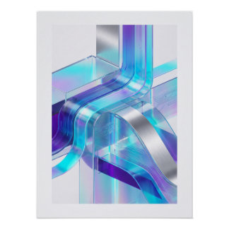 Póster Futuristic Holographic Abstract Wall Art