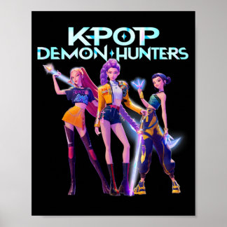 Póster Futuristic K-Pop Style Cyberpunk Girl Group
