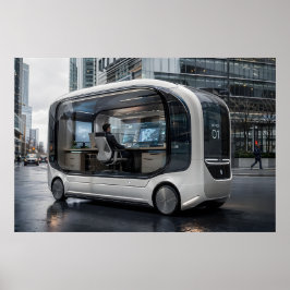 Póster Futuristic Mobile Office Pod in Urban Nature 