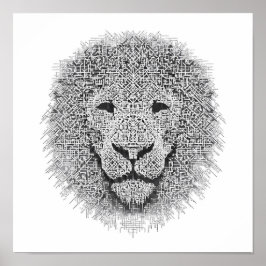 Póster Futuristic Robotics Art: Cybernetic King Lion Head