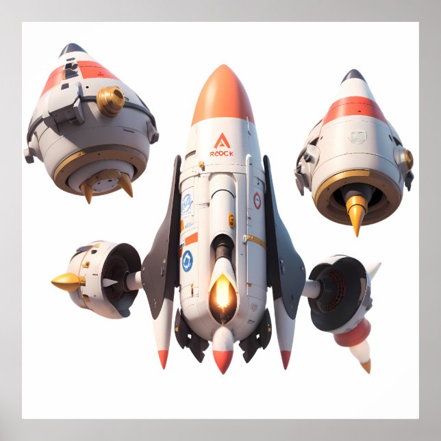 Póster Futuristic Spacecraft Design Detachable Modules (Frente)