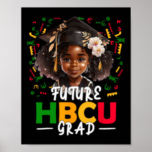Póster Futuro Grado Hbcu Afro Chica Negro Niños Graduados