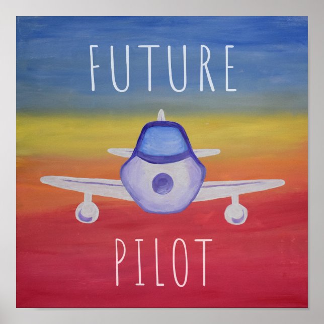 Póster Futuro Piloto Avión Postal (Frente)