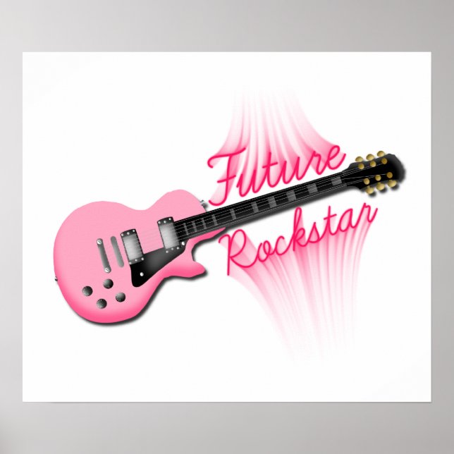 Póster Futuro poster de guitarra rosa Rockstar (Frente)