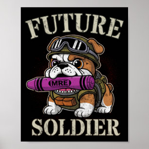 Póster Futuro soldado guerrero lindo en progreso campamen