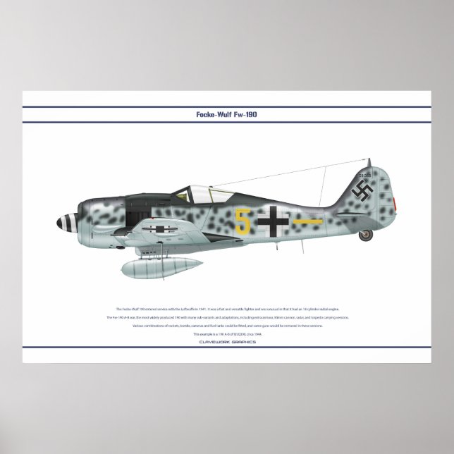 Póster Fw-190 A-8 JG300 3 (Frente)