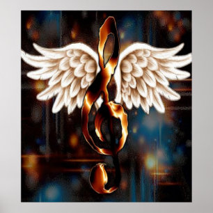 Póster G Clef con alas