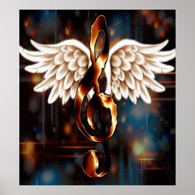 Póster G Clef con alas (Frente)
