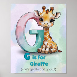 Póster G es para Giraffe - Gentle Alphabet Animal Wall Ar