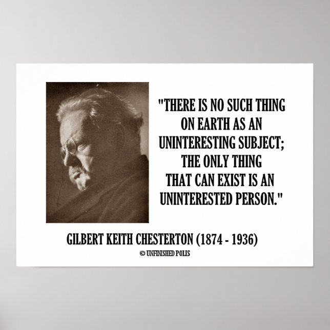 Póster G.K. Chesterton No Interesante Asunto Ininteresado (Frente)