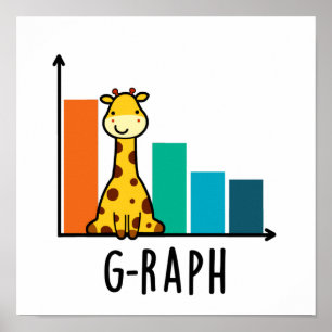 Póster G-raph Funny Giraffe Graph Pun