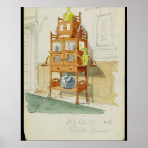 Póster Gabinete de exposiciones, c.1860s-70s (p/c y lápiz