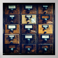 Gabinete de madera de catálogo de tarjetas de bibl