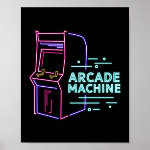 Póster Gabinete de máquinas recreativas Neon Arcade de lo