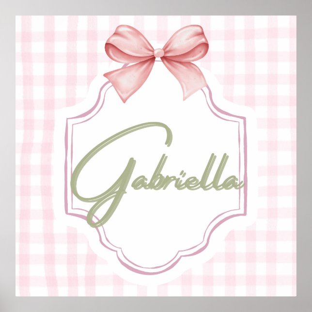 Póster Gabriella Baby Nursery Bow personalizado (Frente)