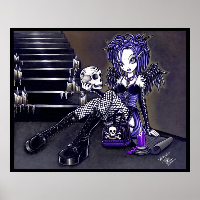 Póster Gabriella Gothic Blue Skull Angel Poster (Frente)