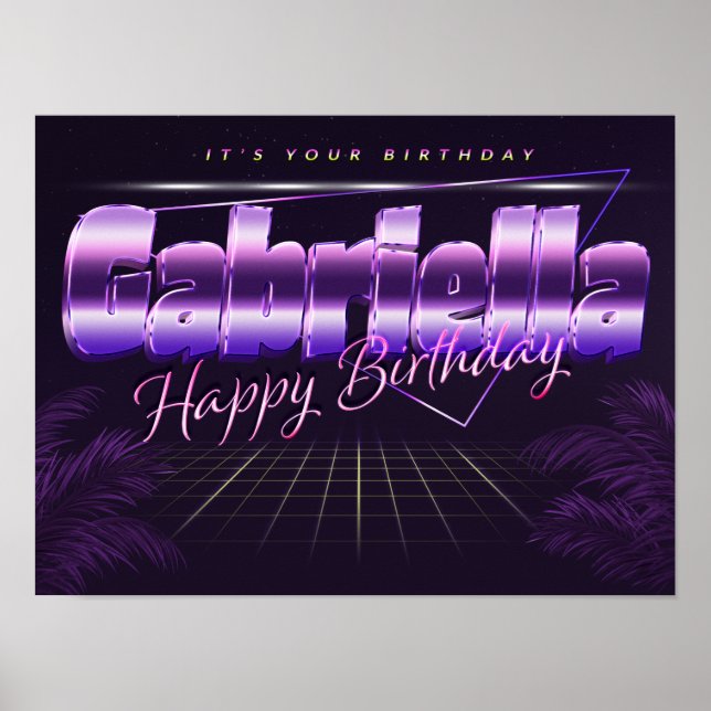 Póster Gabriella Name Vorname retro Poster Geburtstag (Frente)