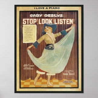Póster ¡Gaby Deslys Stop! ¡Mira! ¡Escucha! Vintage Songbo