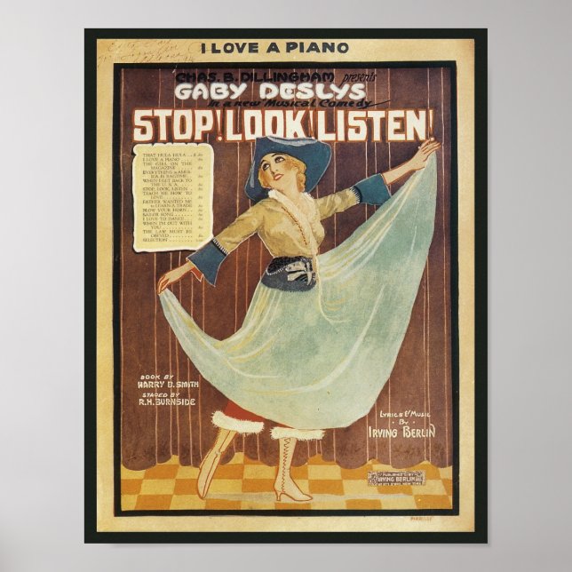 Póster ¡Gaby Deslys Stop! ¡Mira! ¡Escucha! Vintage Songbo (Frente)