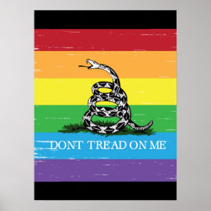 Póster Gadsden flag LGBT Don't tread on me rainbow grunge