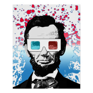 Póster Gafas 3D divertidas de Abraham Lincoln Arte Pop Pa