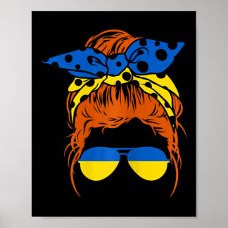Póster Gafas de bandera ucraniana de pelo desordenado de